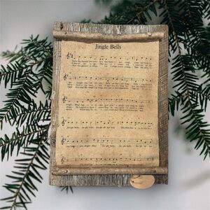 Rustic Jingle Bells Sheet Music Wall Art on Antique Barn Wood